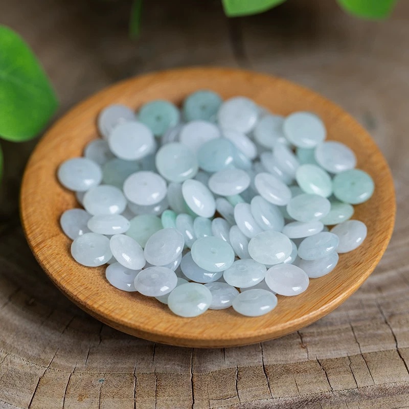 Women'S Fashion Jewellery - 10pcs Natural Emerald White Jade Ping