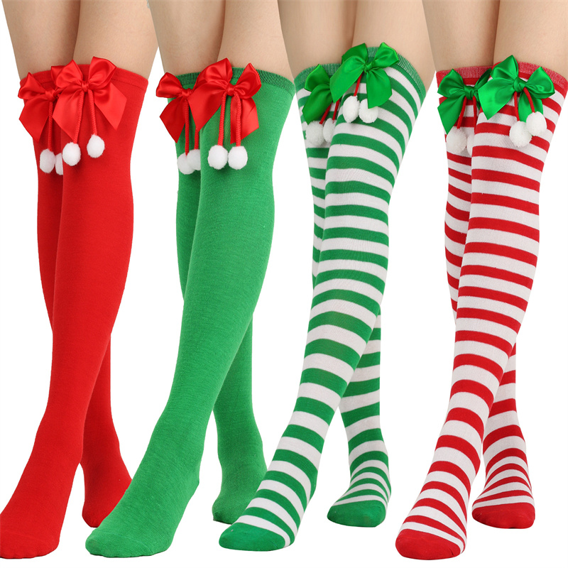 Women Fashion Over The Years - Christmas Bow Tie Knit Socks above