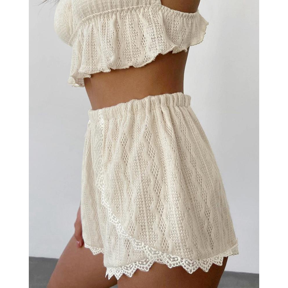 Lace Trim Ruffle Hem Cable Tex - Lace Trim Cami review and price