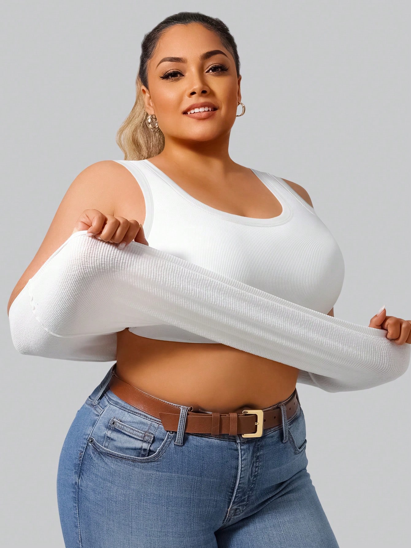 Plus Size Women's Solid Ribbed - Lace Trim Cami review and price