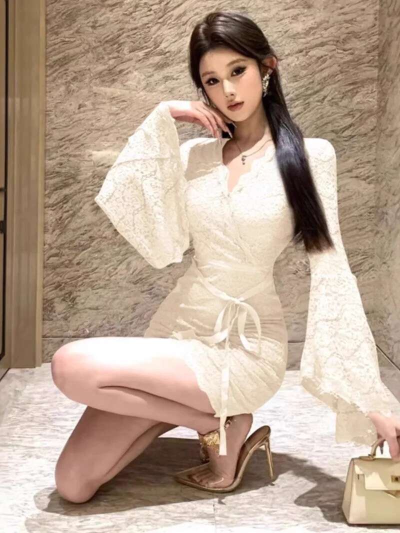 Sexy Lace Bell Sleeve Dress Wo - Women Fashion Dress Names review and price