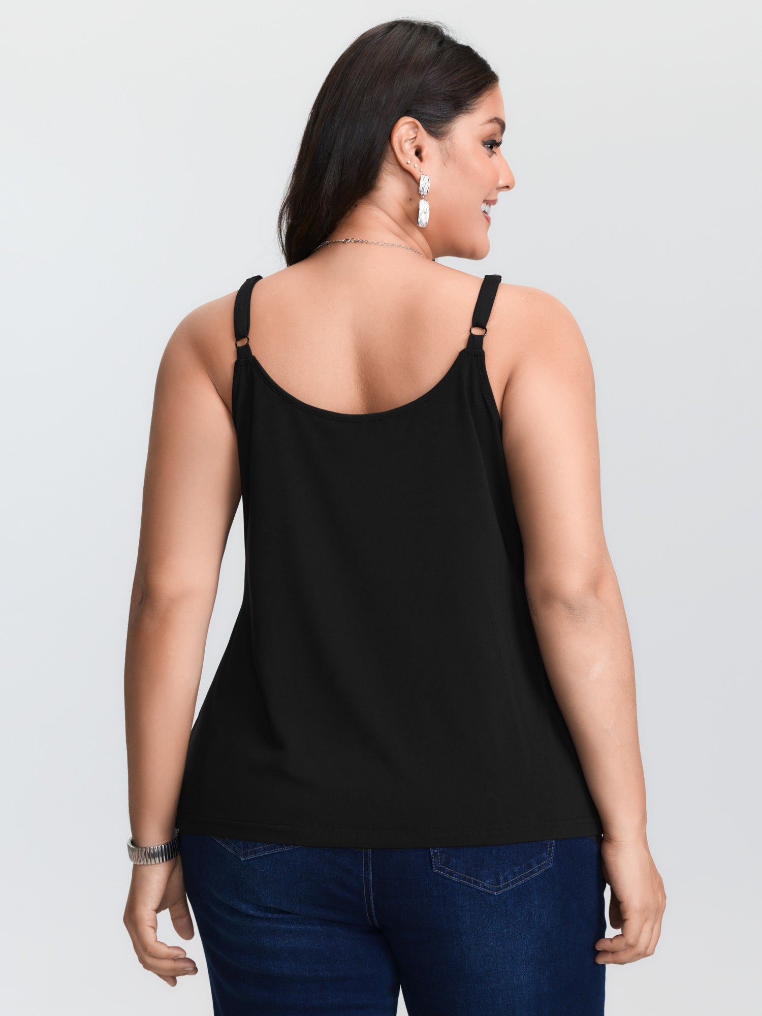 Plus‑size Black Knitted Camiso - Lace Trim Cami review and price