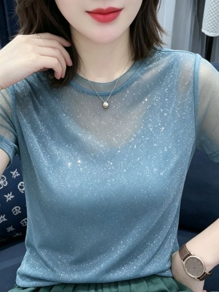 Shiny Lace Elastic Net Sleevel - Women Fashion Over The Years review and price
